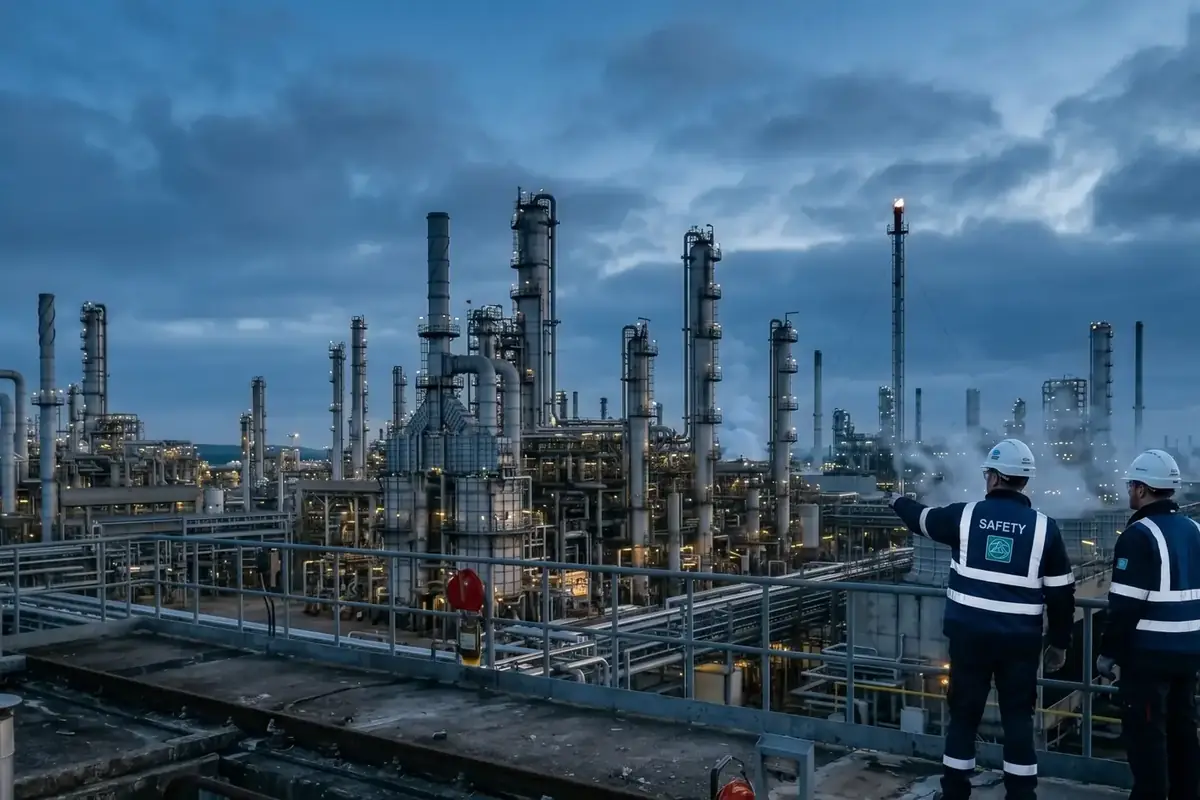 Process plant at dusk